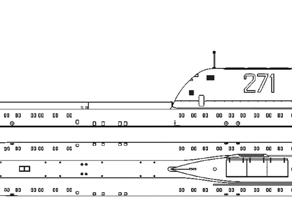 Подводная лодка СССР Project 658M K-19 1969 [Hotel II-class SSB Submarine] - чертежи, габариты, рисунки
